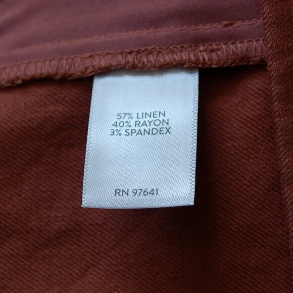 J. Jill Stretch Linen Rust Cropped Pants Straight Leg - Picture 3 of 5